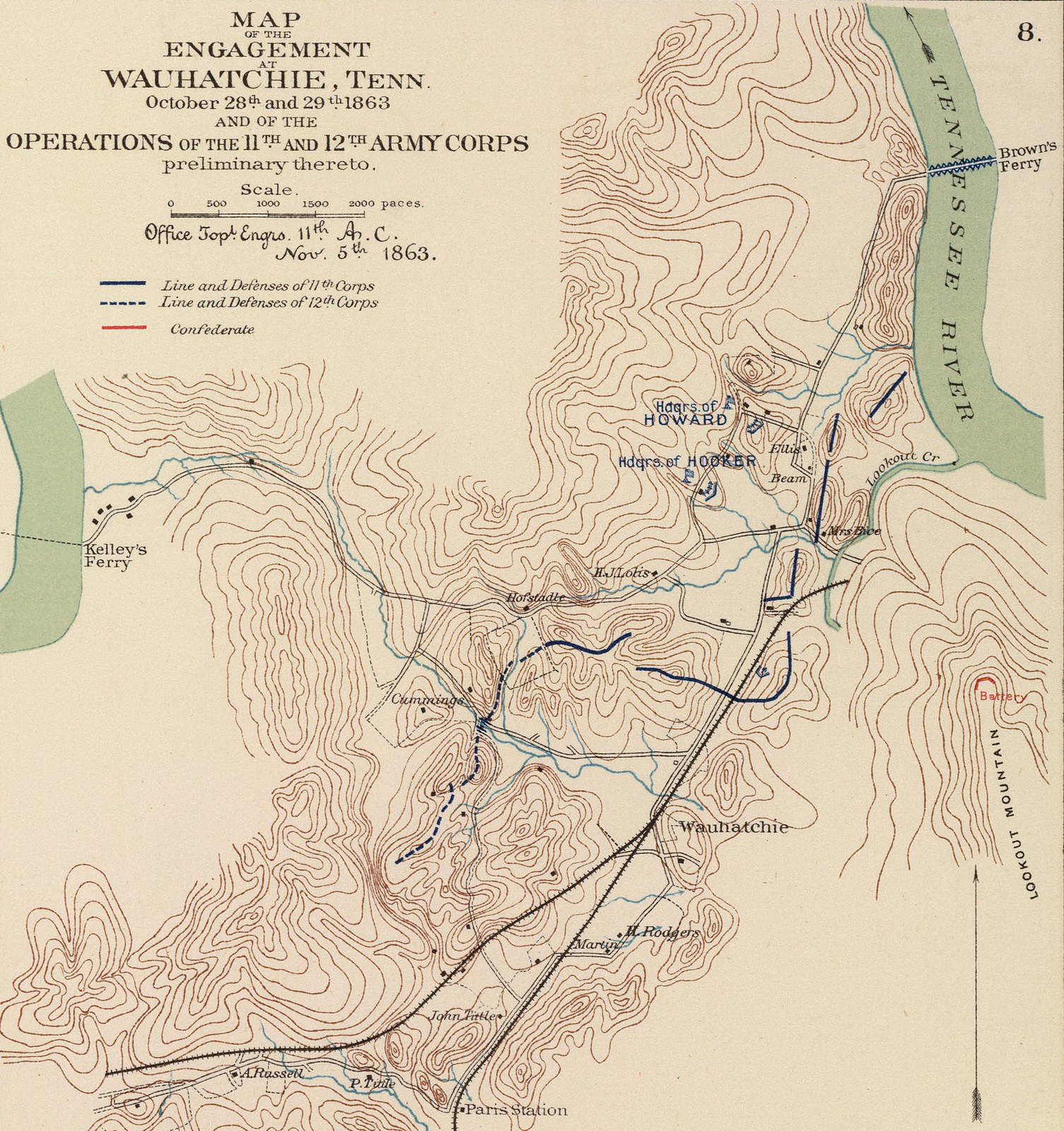 Battle of Wauhatchie map, 1895