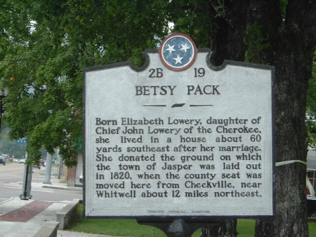 Betsy Pack historical marker in Jasper
