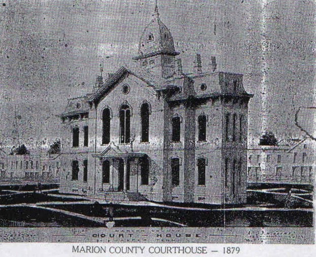 The first Marion County Courthouse, constructed c. 1820-1824
