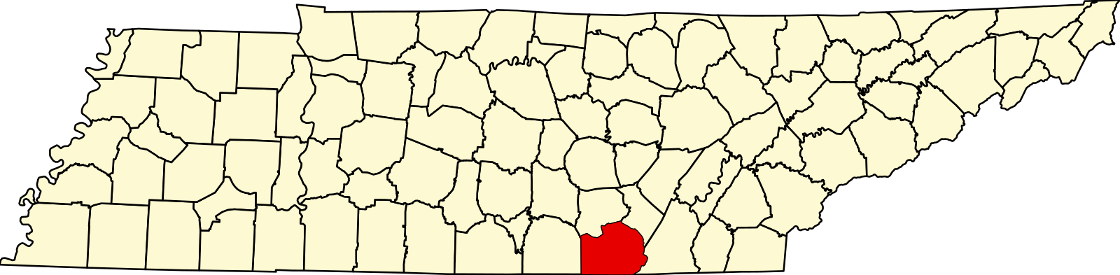 Map of Tennessee highlighting Marion County