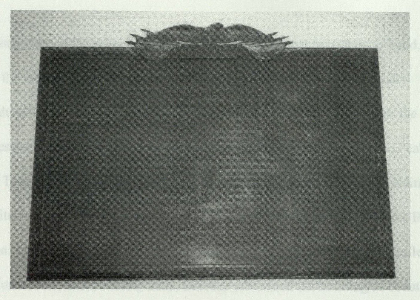 Bronze memorial tablet listing World War I veterans