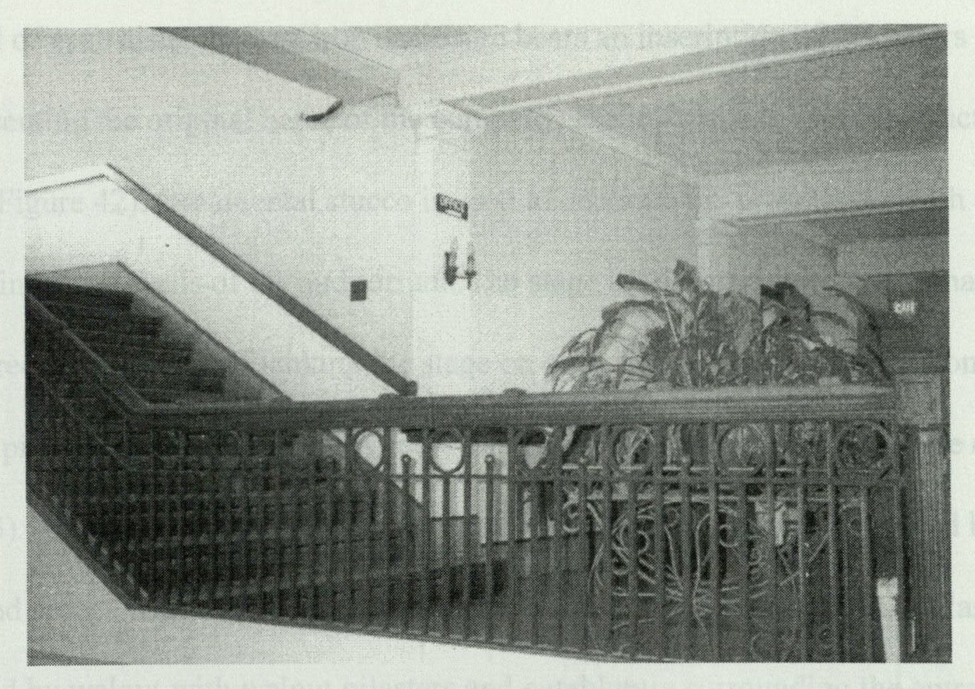 Cast iron stairwell with oak handrails