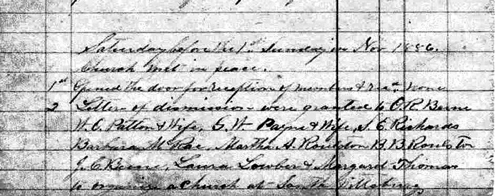 South Pittsburg Primitive Baptist Church, 1886 Minutes